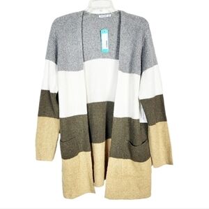 PINK CLOVER Esperanza Colorblock Open Cardigan stretchy NWT